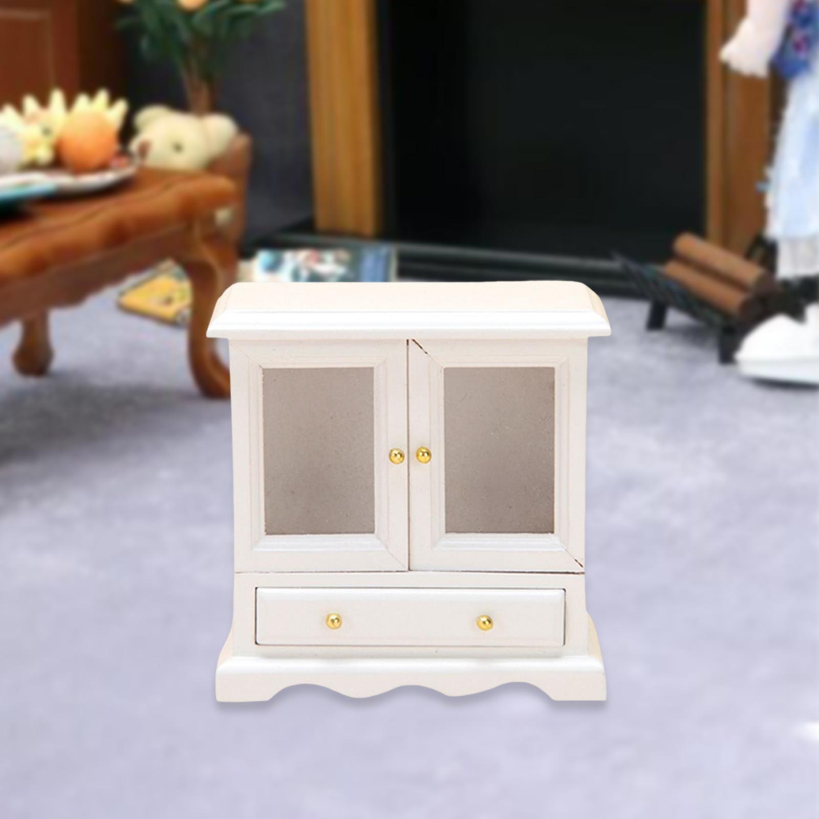 1/12 Scale Dollhouse Cupboard Cabinet Shelf Wood Model for Kitchen