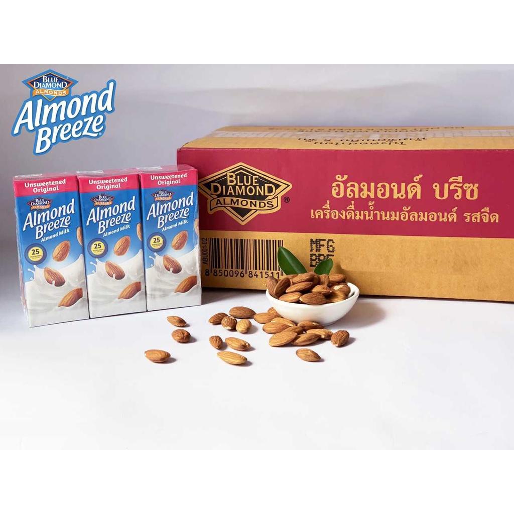 Thùng Sữa hạt hạnh nhân ALMOND BREEZE KHÔNG ĐUỜNG 180ml (24 hộp) - Sản phẩm của TẬP ĐOÀN BLUE DIAMOND MỸ - Đứng đầu về sản lượng tiêu thụ tại Mỹ