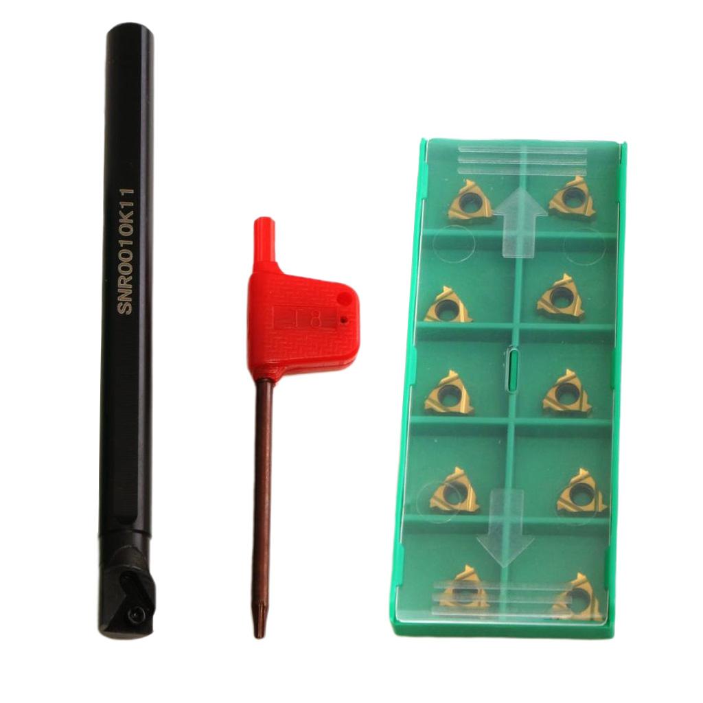 Turning Tool Holder Holder Boring Bar + Carbide Inserts + Wrench CNC Lathe Turning Tool, 125mm SNR0010K11