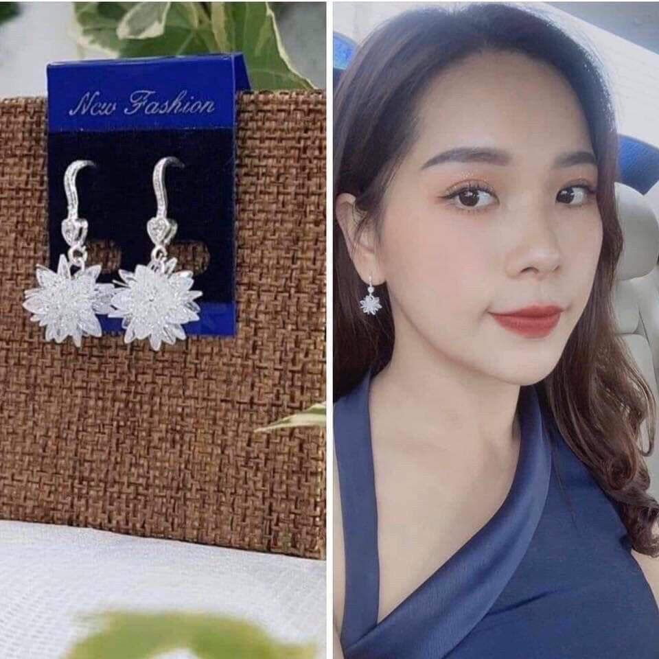 BÔNG TAI MÓC TIM GẮN HOA CHÙM