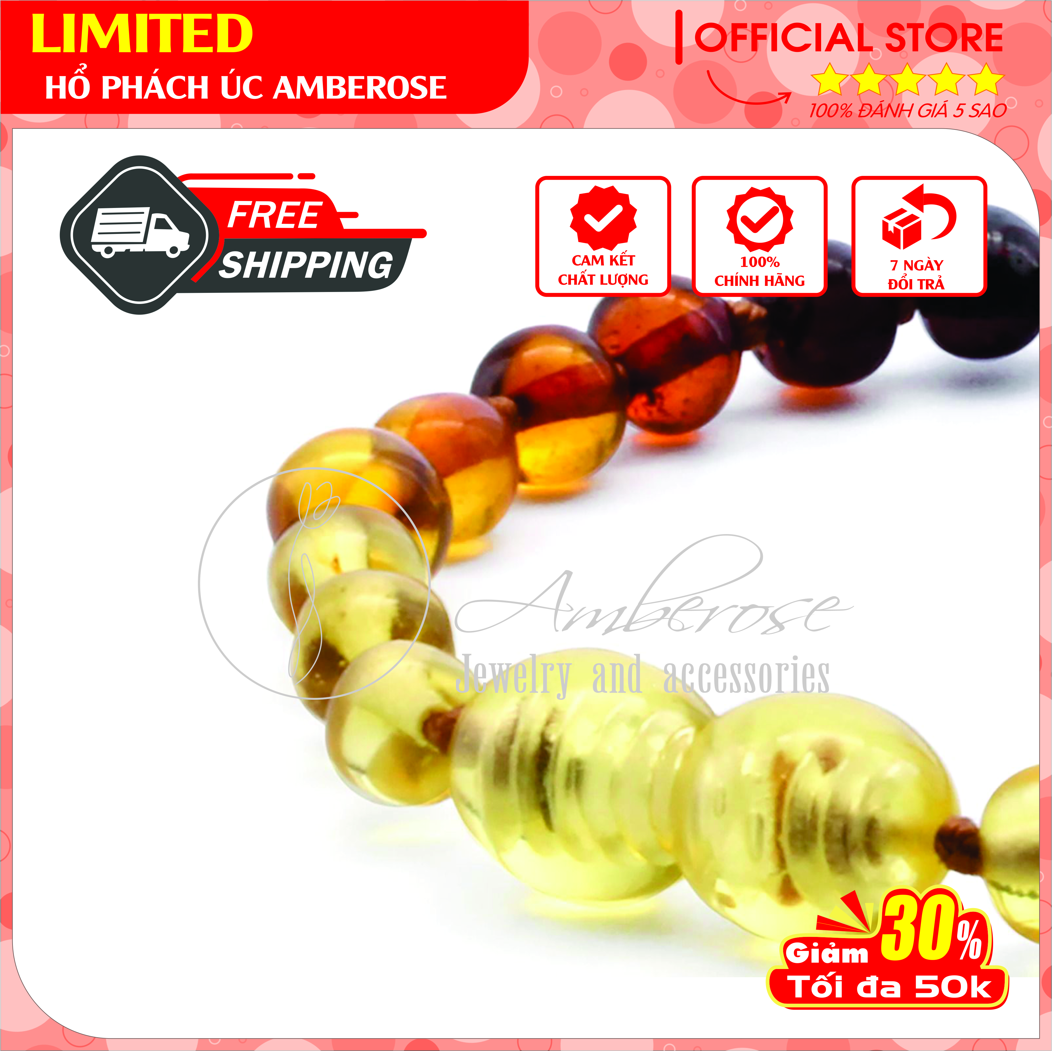 Bộ Vòng Hổ Phách Amber Úc Cho Bé 0 - 10 tuổi SVABCVCV