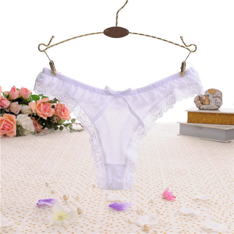 Combo 2 quần lót nữ, quần lọt khe, quần lót tam giác ren lưới xuyên thấu sexy, đính nơ xinh xắn LYEQ052