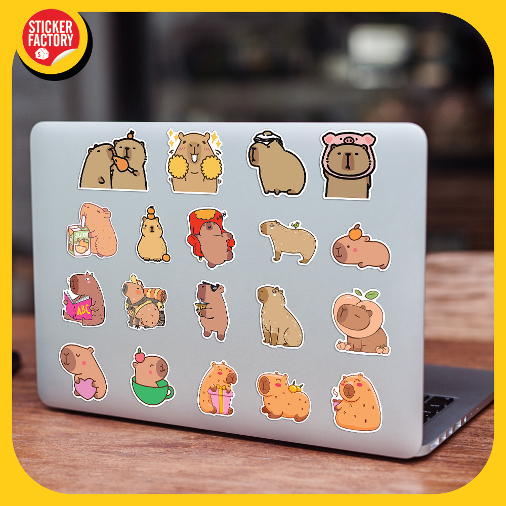 Capybara - Set 100 sticker decal hình dán nón bảo hiểm, laptop, xe máy, ô tô STICKER FACTORY