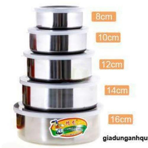 BỘ 5 THỐ INOX CÓ NẮP ĐẬY TIỆN DỤNG CHO TỦ LẠNH