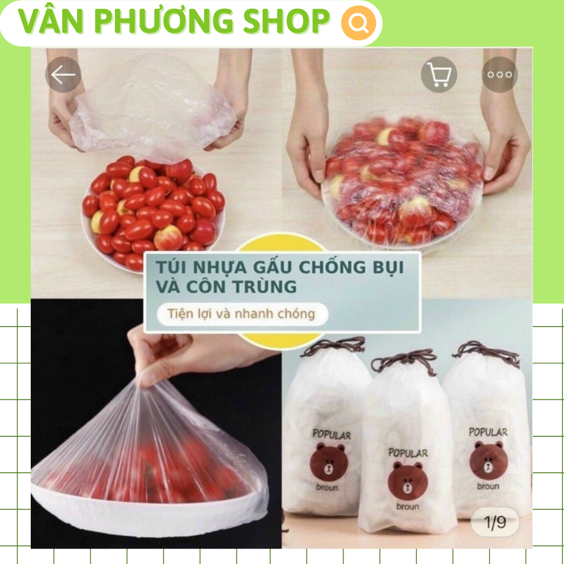 Sét 3 Túi đựng thực phẩm sinh học , Túi Bọc Thực Phẩm Gấu.