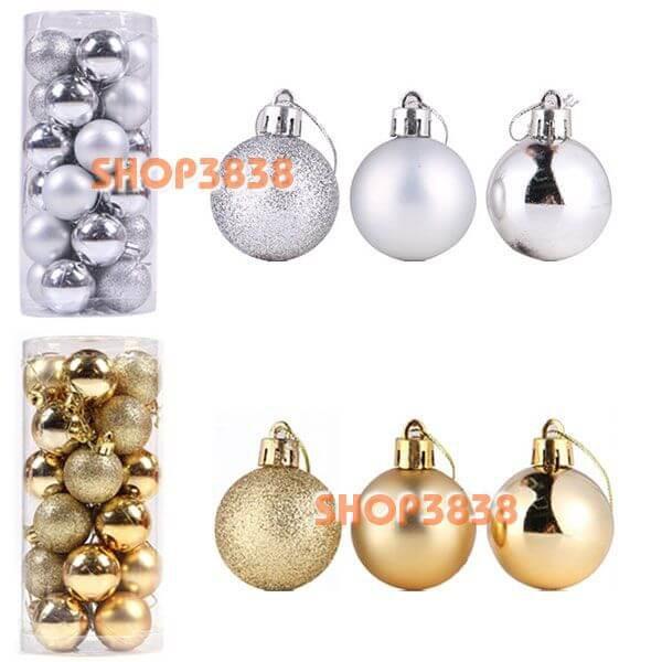 Hộp 20 Quả Châu Trang Trí 3 Kiểu Trang Trí Noel Đẹp Mắt