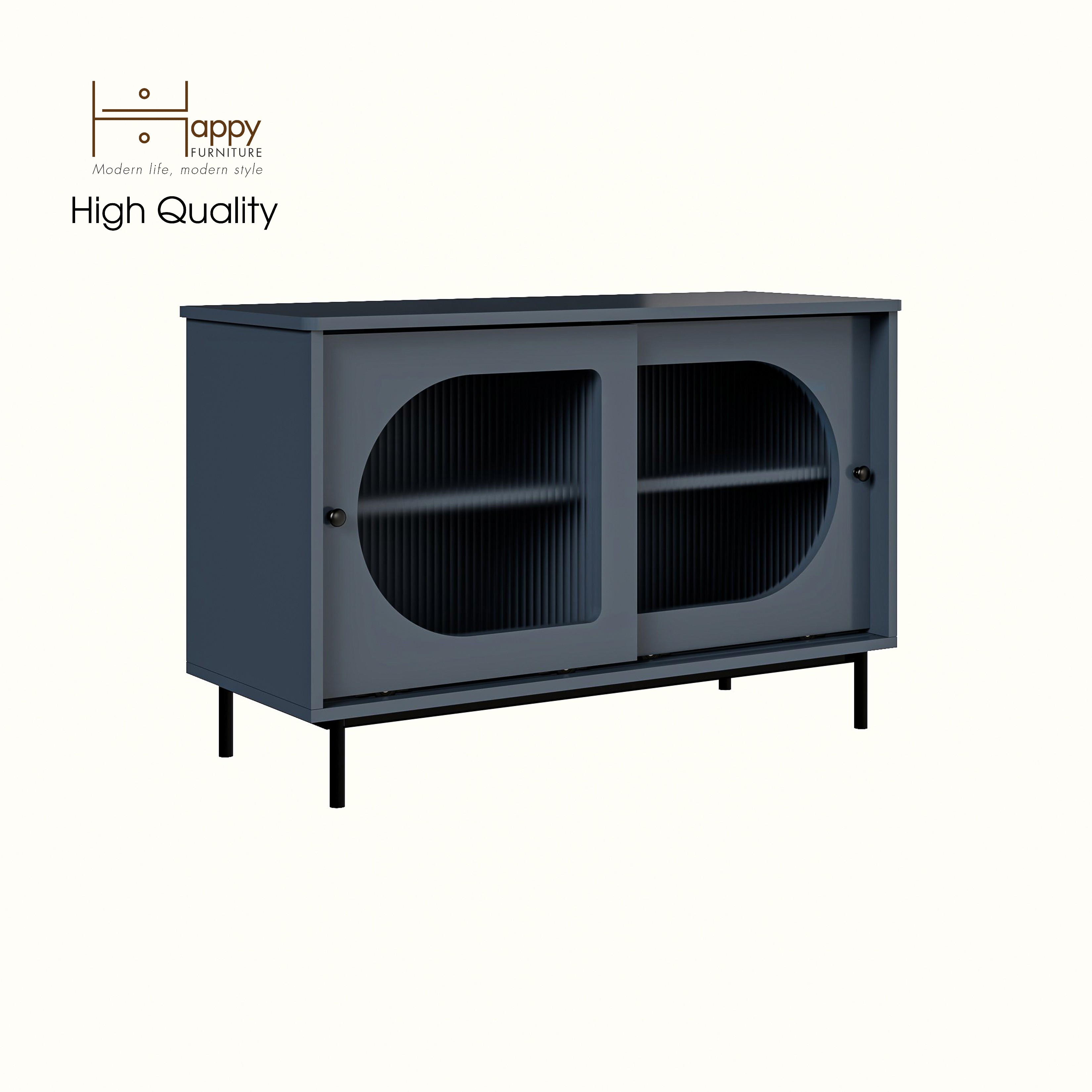 [Happy Home Furniture] SISEEL, Tủ lưu trữ cửa kính 2 cửa lùa - Chân sắt, 100cm x 40cm x 64cm ( DxRxC), TCL_038