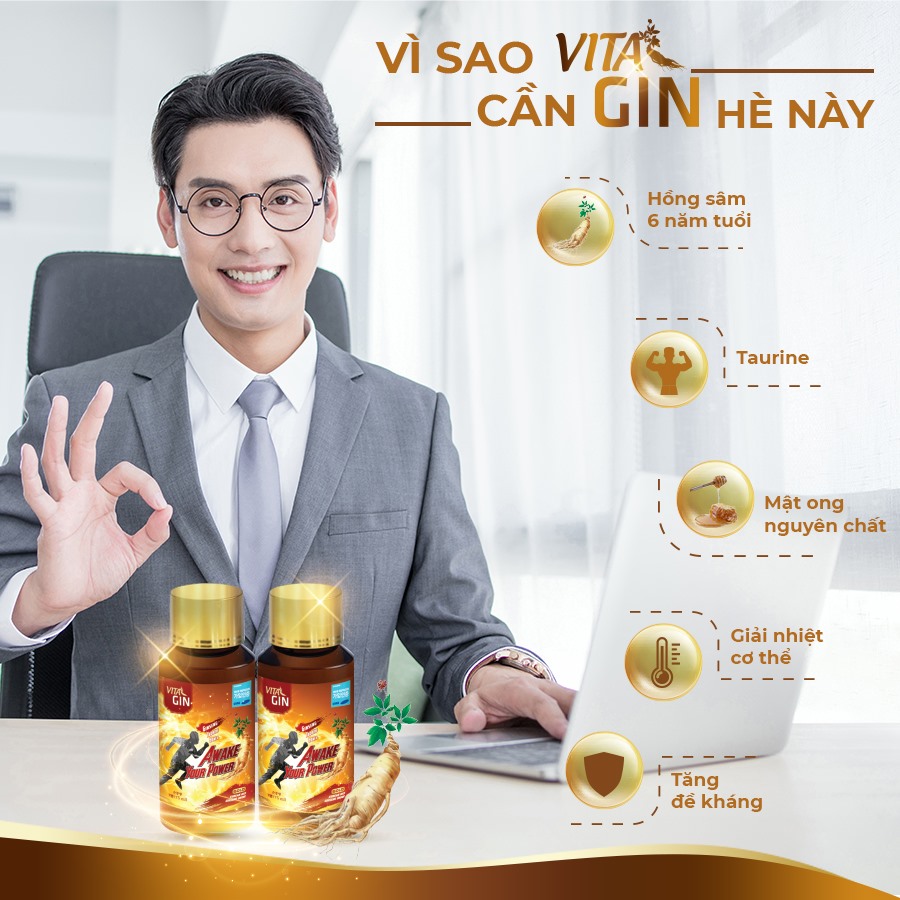 Nước Hồng Sâm Hàn Quốc VITAL GIN GOLD (6 chai x 75ml)