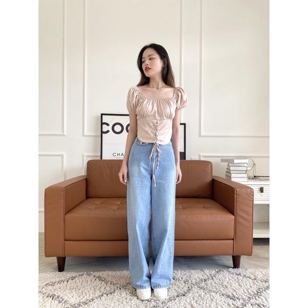 Quần jean ống rộng cá tính REVERCLOTHINGS cá tính size S M L Haley Jeans