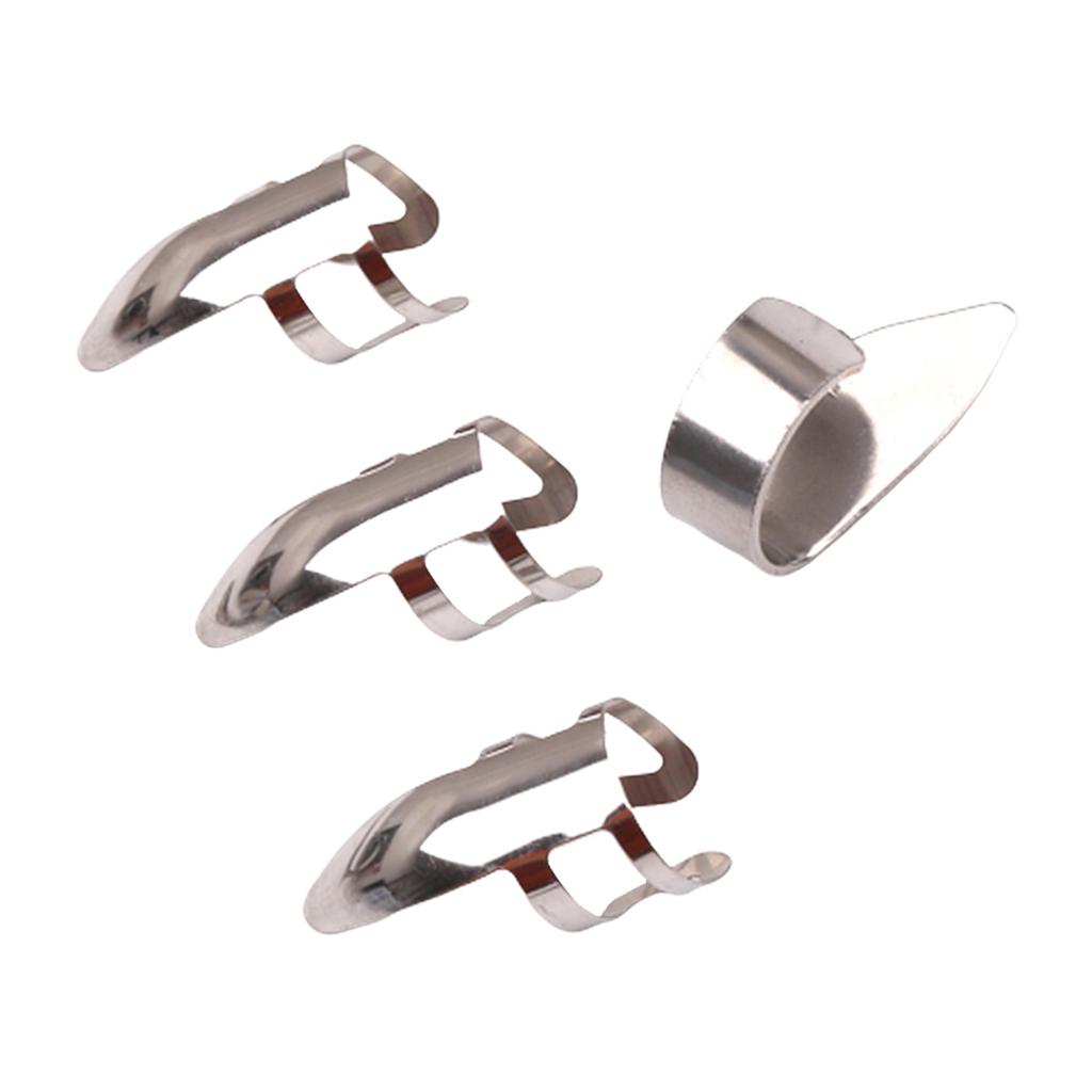 4pcs Finger Picks Stainless Steel Guitar Finger Picks & Thumb Pick Set