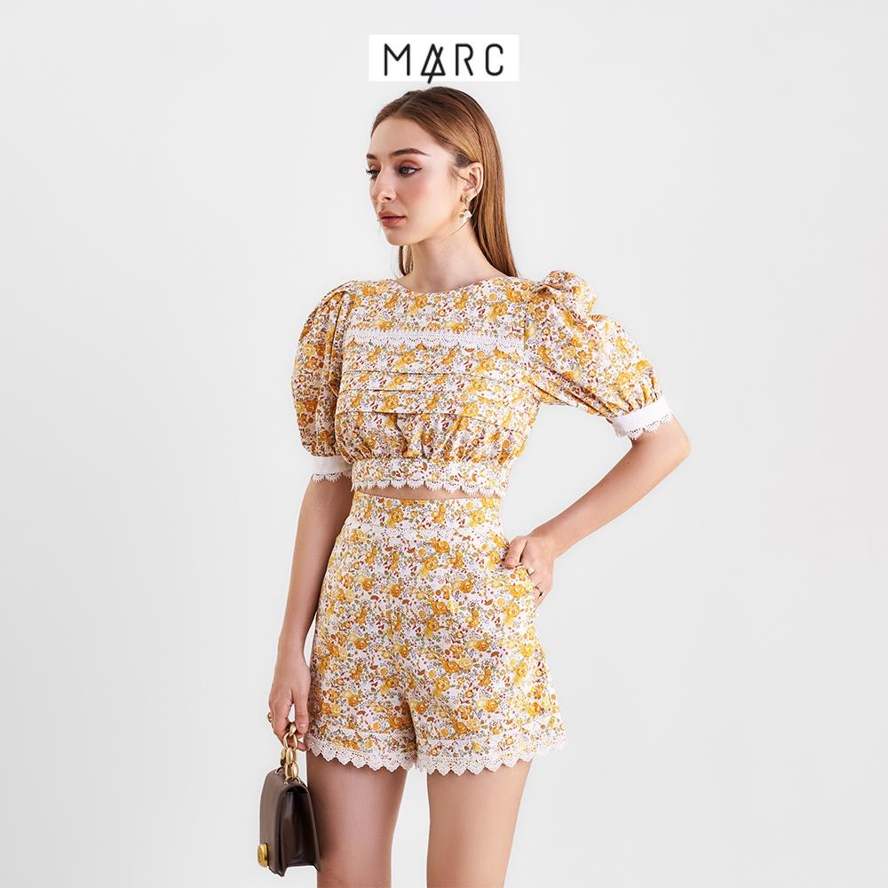 Áo kiểu nữ MARC FASHION cotton họa tiết viền ren cutout lưng FAVH0314