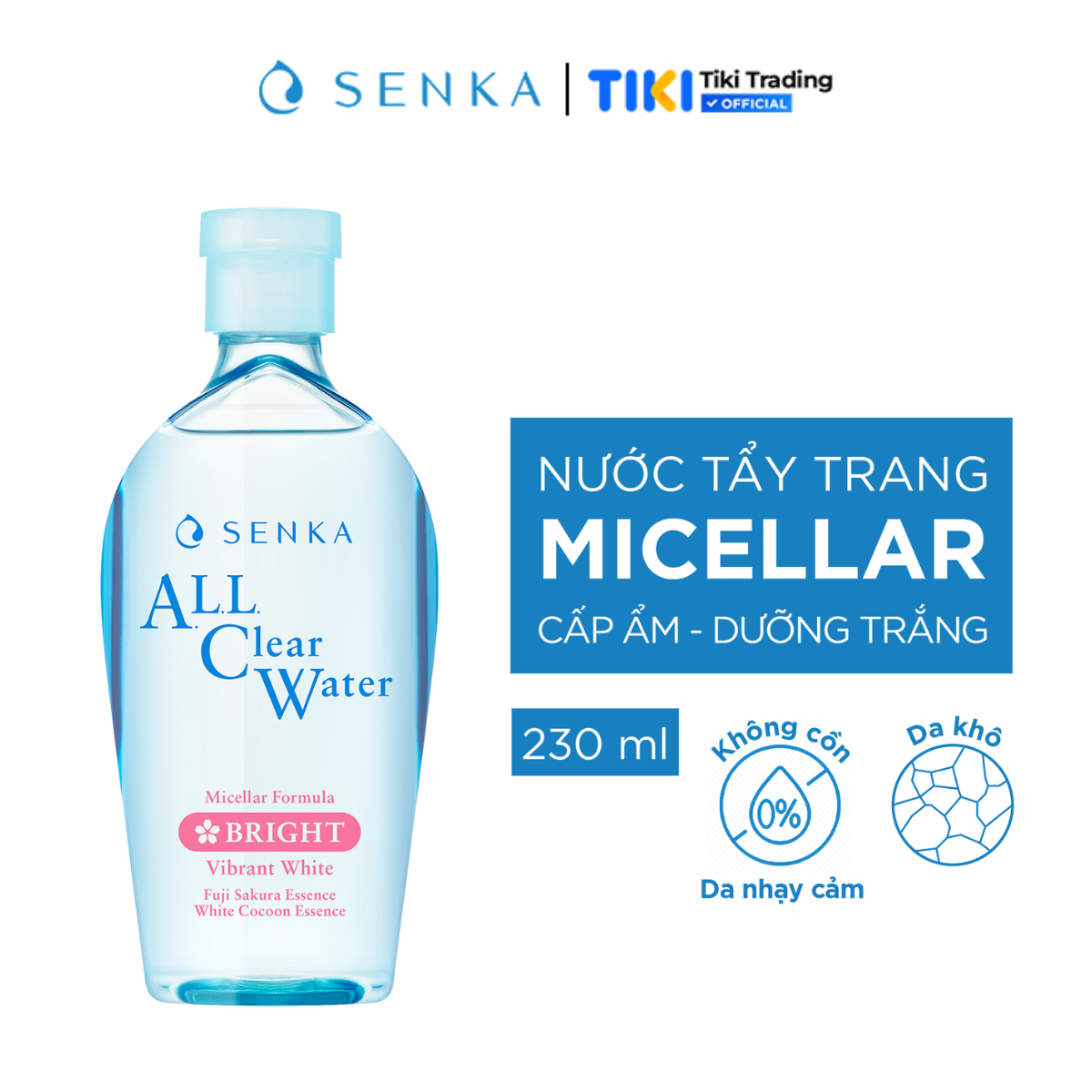 Nước tẩy trang SENKA A.L.L. CLEAR WATER Micellar Formula White 230ml