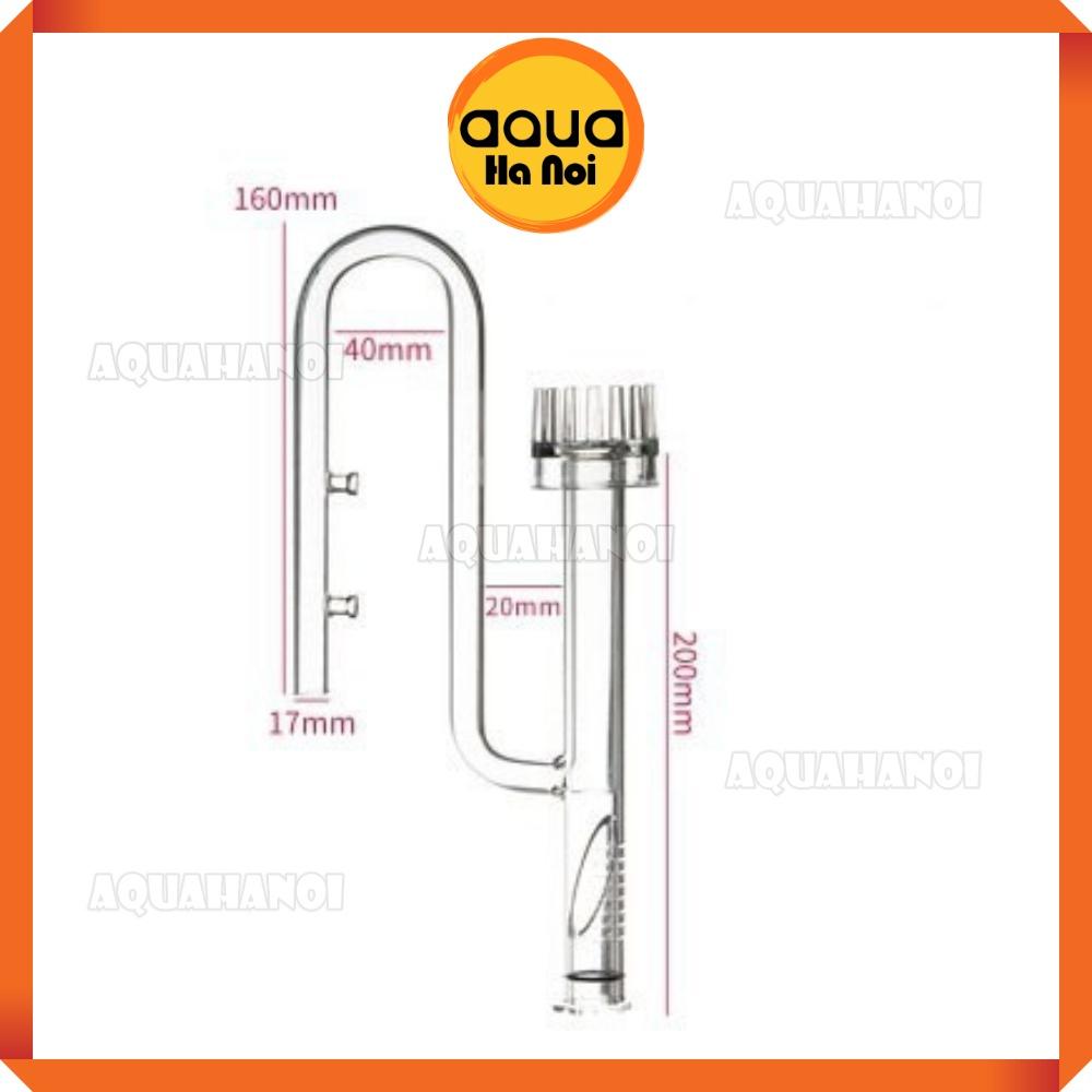 Đầu in thủy tinh trong suốt - Có lọc váng Phi 12/16mm - Hộp chống sốc - gắn máy lọc nước hồ cá thủy sinh