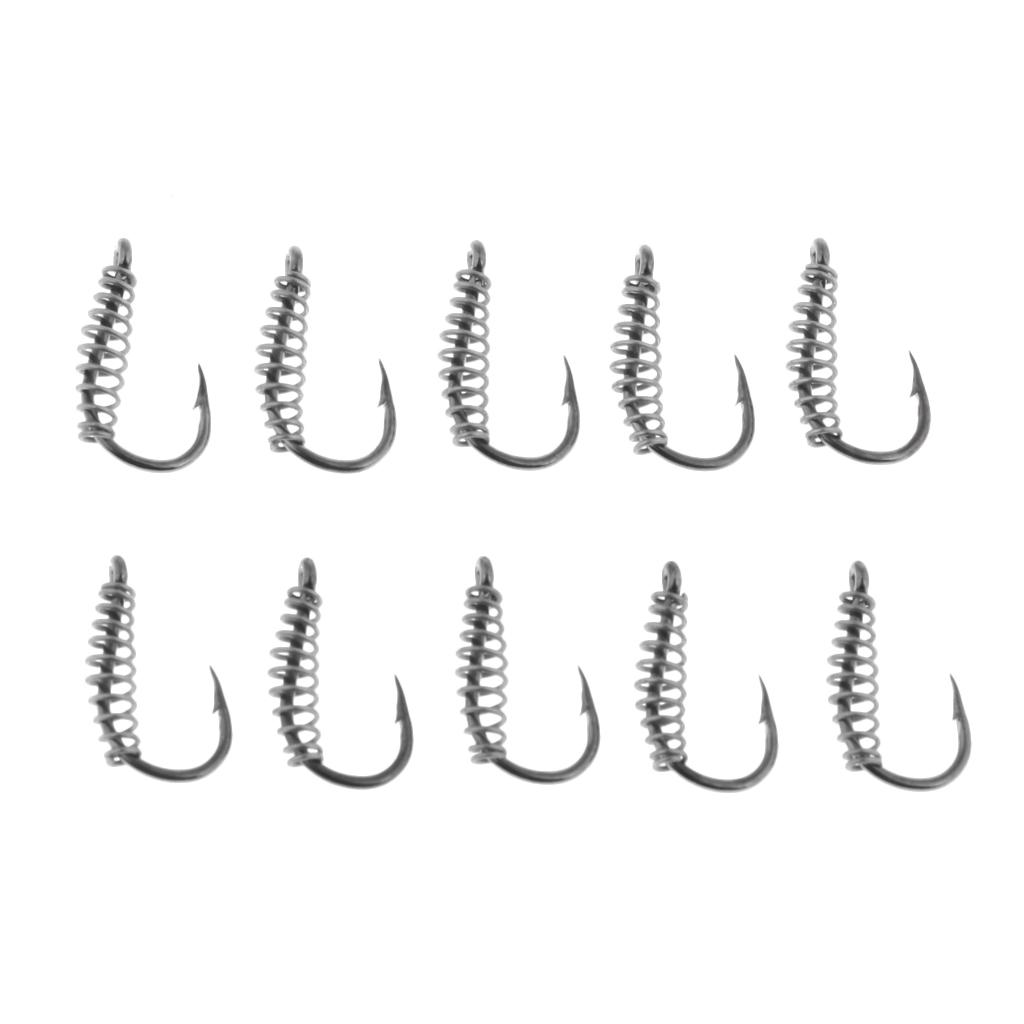 10pcs Stainless Steel Fishing Hooks with Spring Barbed Swivel Carp Jig Fishhook for Pulling Baits