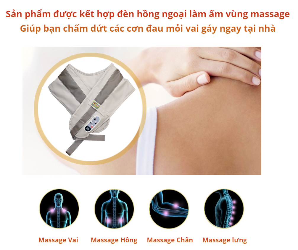 Máy massage đấm bóp thư giãn cổ vai gáy lưng aYosun Hàng Chính Hãng- 2.2kg, hàng cao cấp