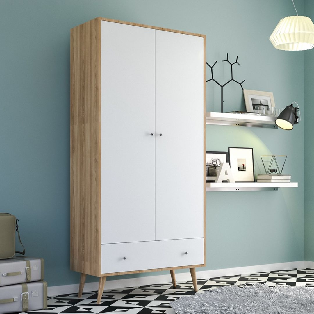 Tủ để quần áo bằng gỗ MDF có lớp vân gỗ xanh cao cấp SMLIFE Comissa