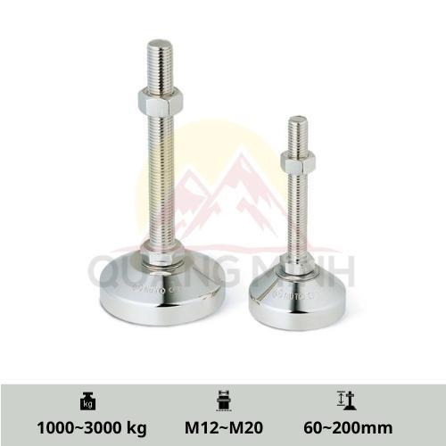 A-MZ/A-MZS- Chân tăng chỉnh chiều cao, inox 304, chịu lực, đế sắt mạ Niken M12, M16, M20 cao cấp tiêu chuẩn Hàn Quốc