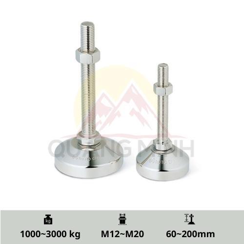 A-MZ/A-MZS- Chân tăng chỉnh chiều cao, inox 304, chịu lực, đế sắt mạ Niken M12, M16, M20 cao cấp tiêu chuẩn Hàn Quốc