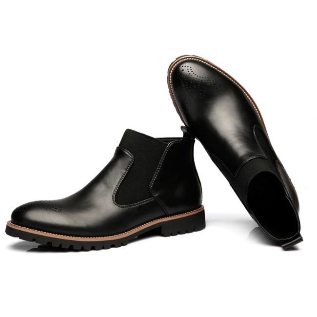 Giày da thật chelsea boot unisex cổ cao 20372