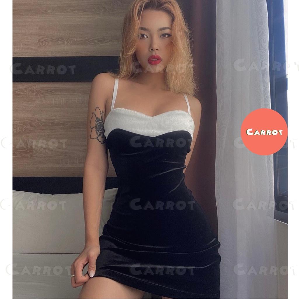 Đầm body nhung thiết kế 2 dây váy ôm sexy gợi cảm đi biển đi du lịch carrotxinhdep (39)