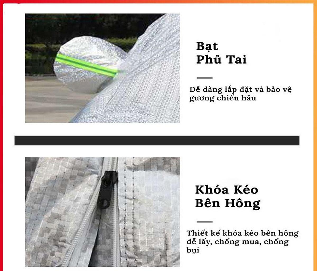 Bạt Phủ Ô Tô VINFAST FADIL, LUX A 2.0, LUX SA 2.0, Chất Liệu Bạt Tráng Nhôm 3 lớp,  có phản quang