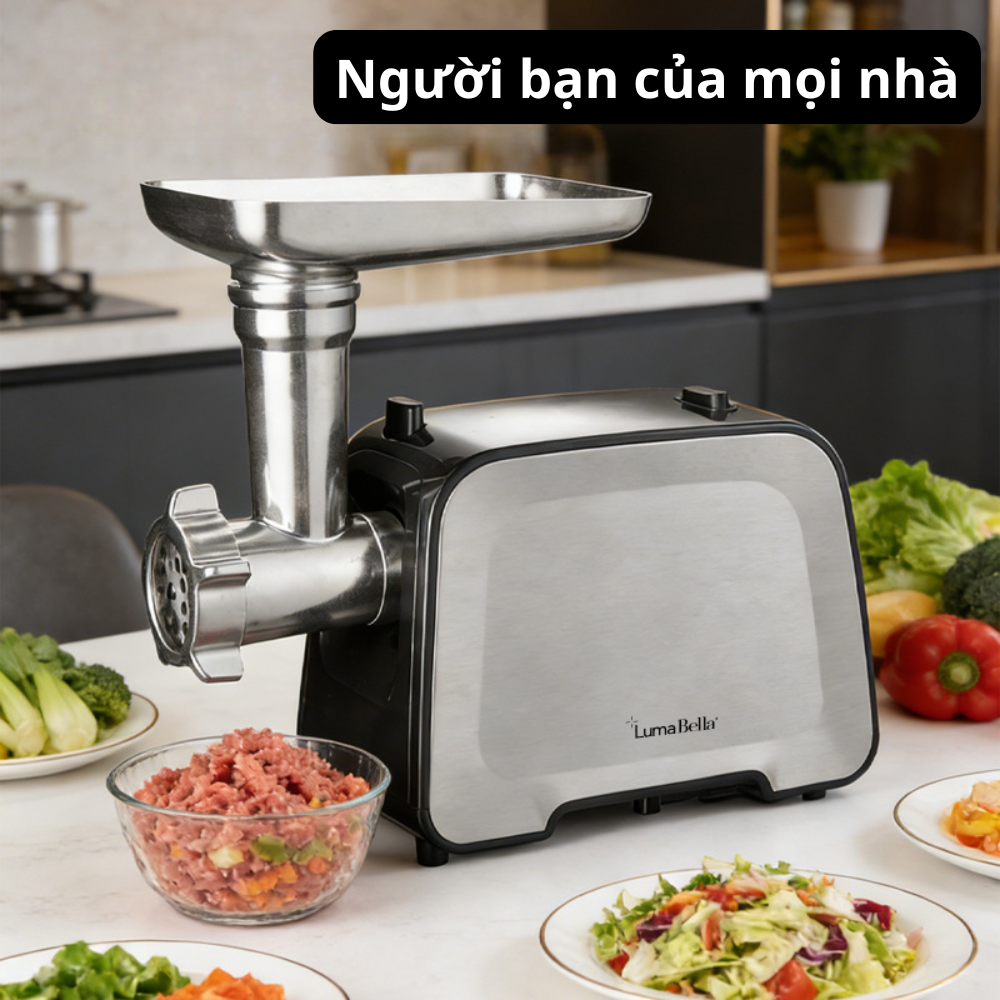 Máy xay, nhồi, nghiền thịt Lumabella LB-56021 công suất 3000W, nhồi lạp xưởng, xúc xích tại nhà tiện lợi  - HÀNG CHÍNH HÃNG