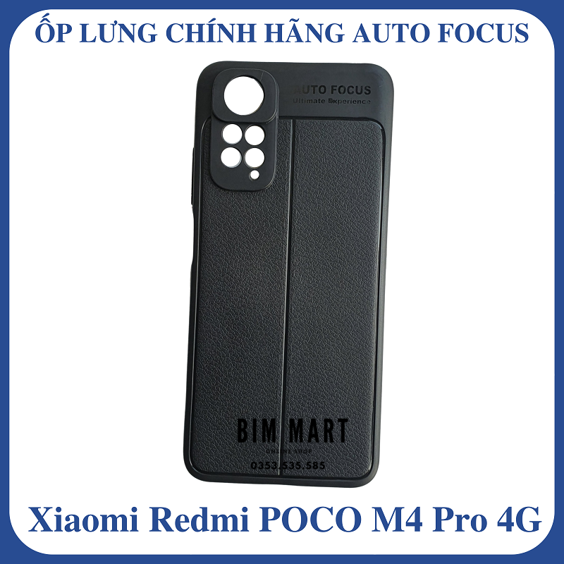 Ốp lưng Auto Focus dành cho Xiaomi POCO M4 Pro 4G silicon vân da - Hàng Nhập Khẩu