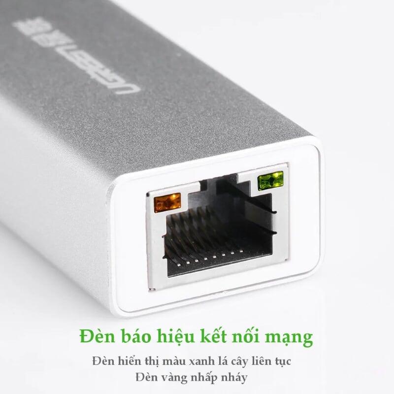 Ugreen UG2025820258TK 15CM màu Bạc Cáp chuyển đổi USB 3.0 sang cổng LAN RJ45 tốc độ 1000Mbps vỏ nhôm - HÀNG CHÍNH HÃNG