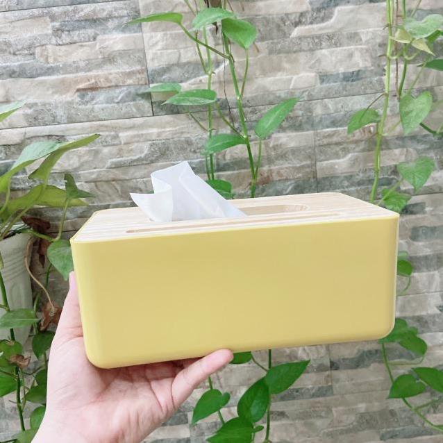 Hộp đựng khăn giấy nắp gỗ sang trọng bền đẹp cao cấp