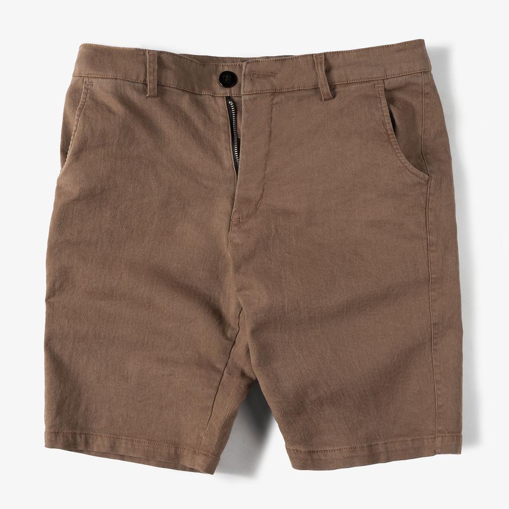 Quần short kaki nam THE BASIS, chât liệu kaki jean co giãn, form regular ôm vừa vặn QK05