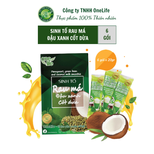 Sinh Tố Rau Má Đậu Xanh Cốt Dừa OneLife (Hộp 6 gói)