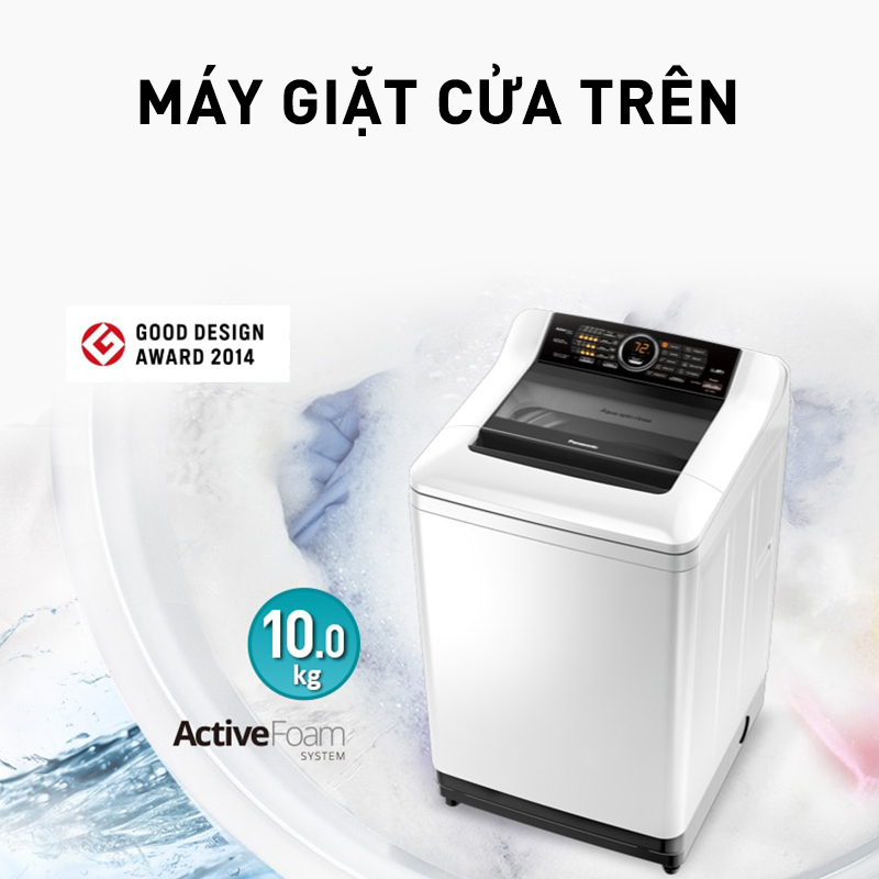 [Lắp đặt trong vòng 24h] Máy Giặt Cửa Trên Panasonic 10 Kg NA-F100A4GRV - Siêu Bọt Mịn Tách Bẩn - Hàng chính hãng