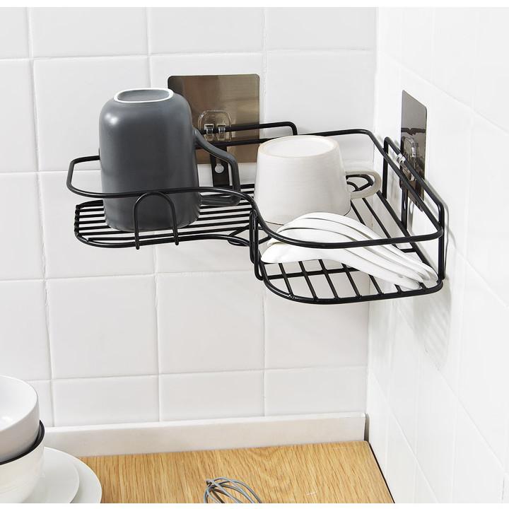 Giá Để Đồ Nhà Tắm Kim Loại Bền Đẹp, Kệ Đựng Đồ Đa Năng Không Cần Khoan Tường Siêu Tiện Dụng - Đen - Vận Chuyển Miễn Phí Toàn Quốc
