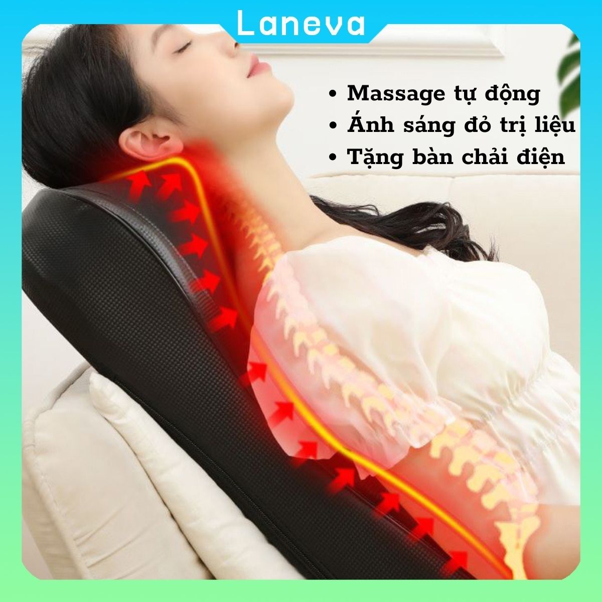 Đệm Massage Lưng Tự Động Có Ánh Sáng Hồng Ngoại LANEVA HS-Y3, Giảm Đau Mỏi Vai Gáy Lưng Eo, Giúp Lưu Thông Khí Huyết