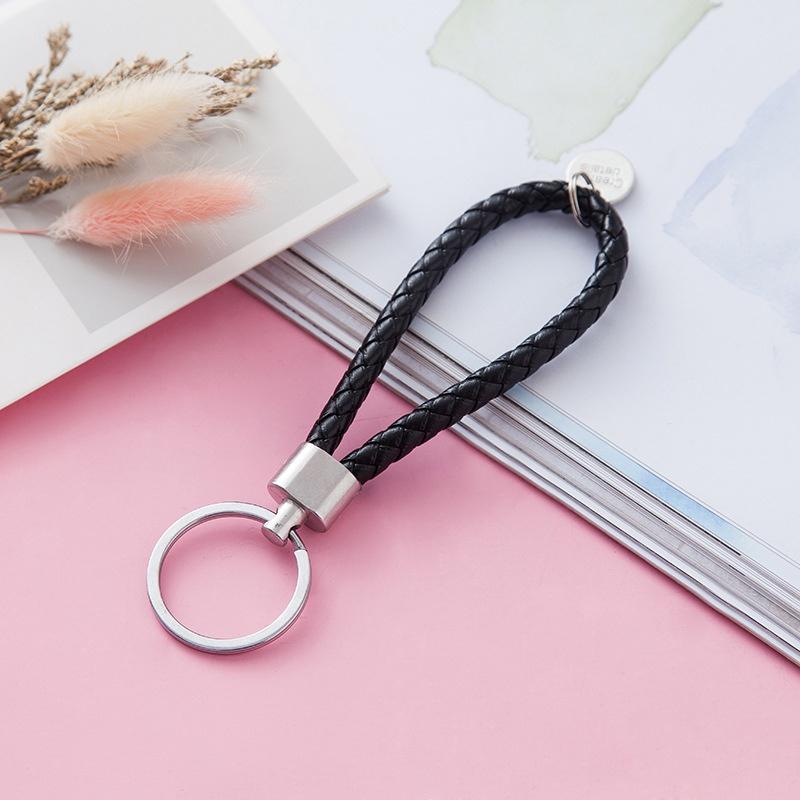 Móc khóa da nhỏ có vòng gắn trang trí túi xách xinh xắn