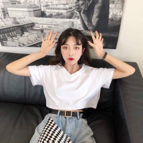 Áo croptop cổ V 4 màu (Có ảnh thật