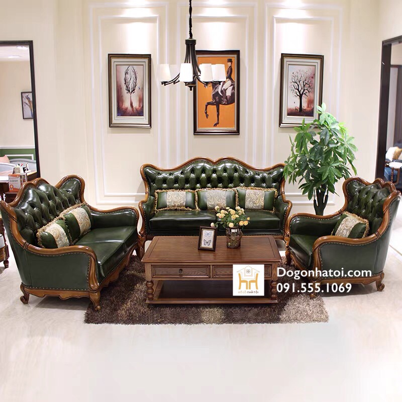 Bộ Sofa Gỗ Phòng Khách Nhập Khẩu Tân Cổ Điển SF412
