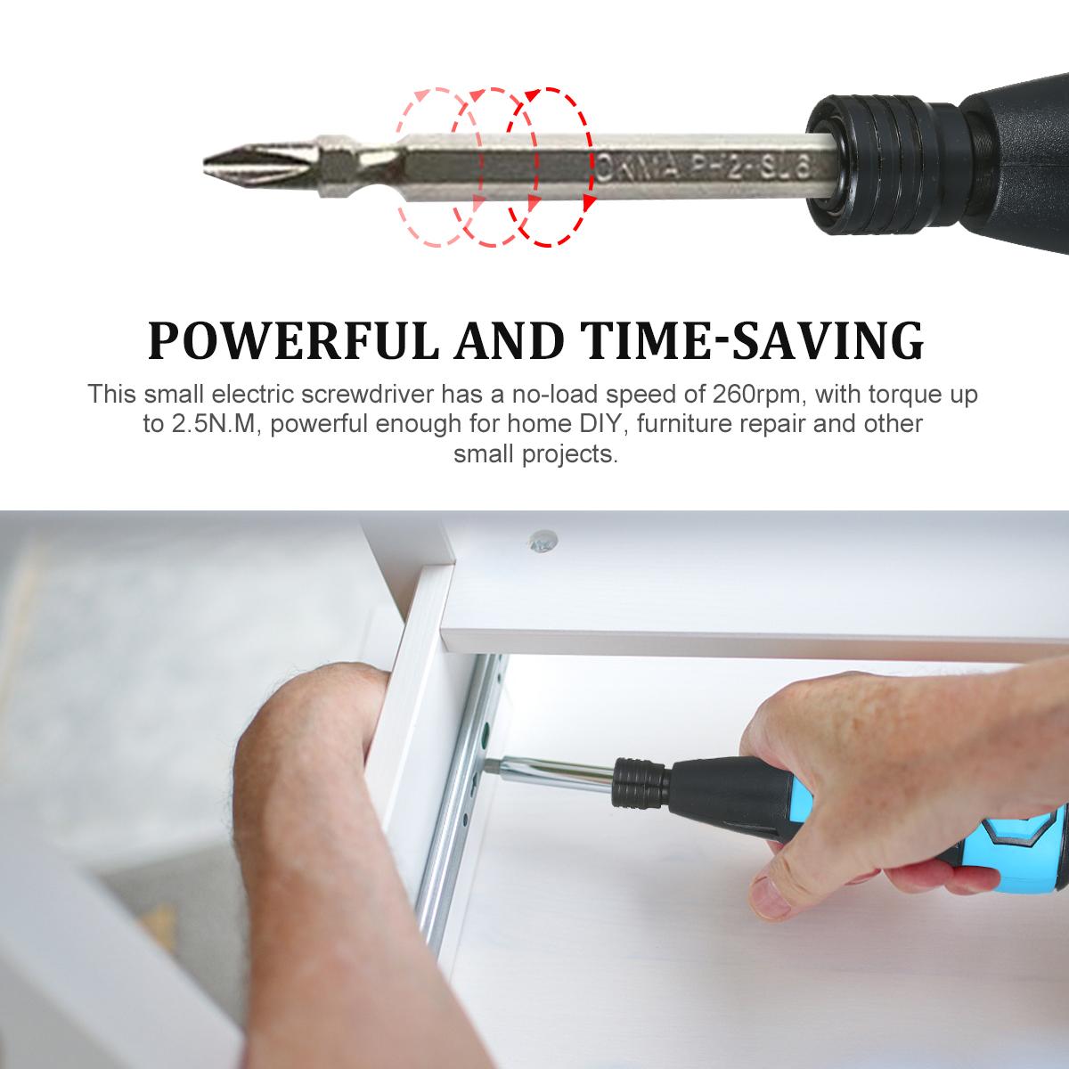 Cordless Screwdriver USB Rechargeable Mini Electric Screwdriver Portable Handheld Power Drill Screwdriver with LED Light
