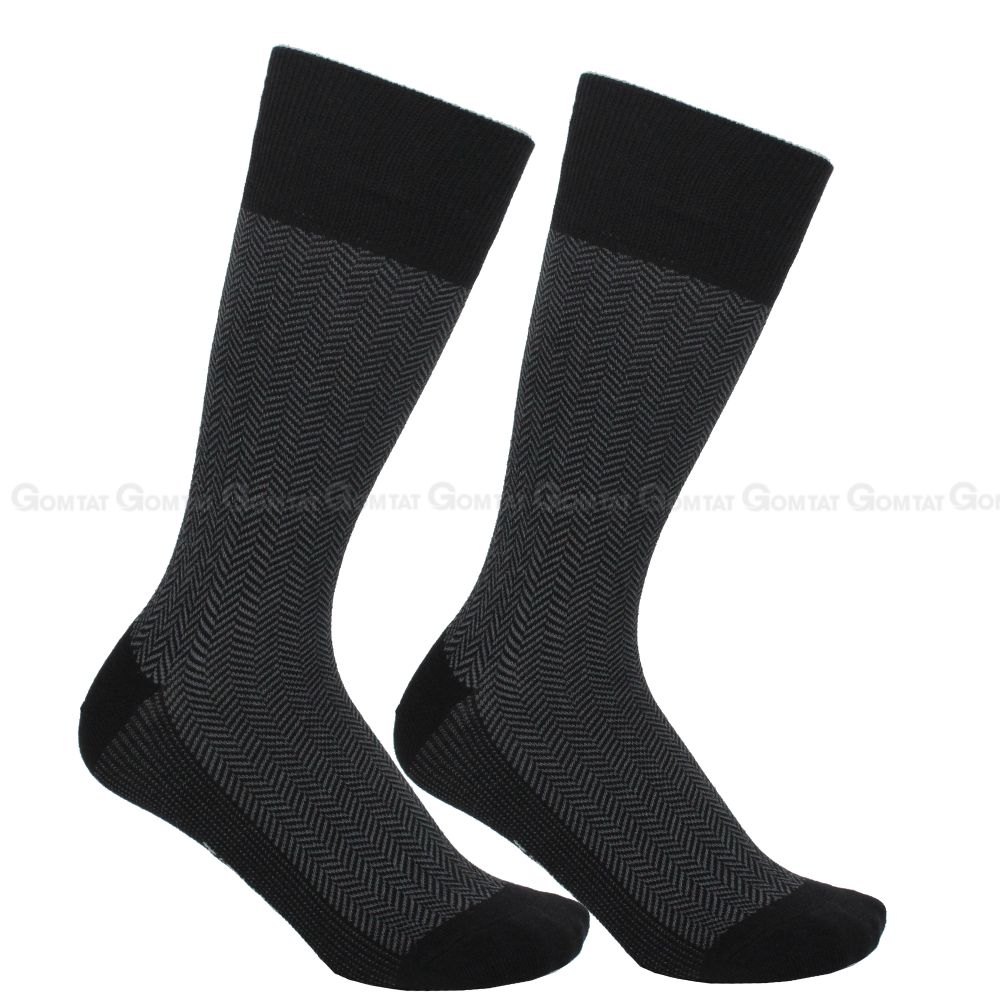Hộp 4 đôi tất vớ đi giày tây nam GOMTAT mẫu sọc xương cá, chất liệu cotton cao cấp, thoáng mát êm chân - GOM-MIX14-CB4