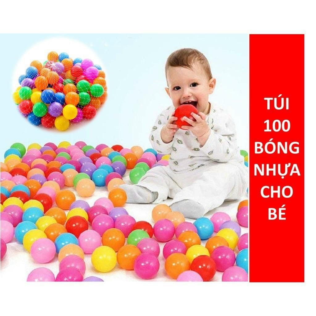 Túi 100 quả bóng nhựa mề cho bé chơi lều bóng.