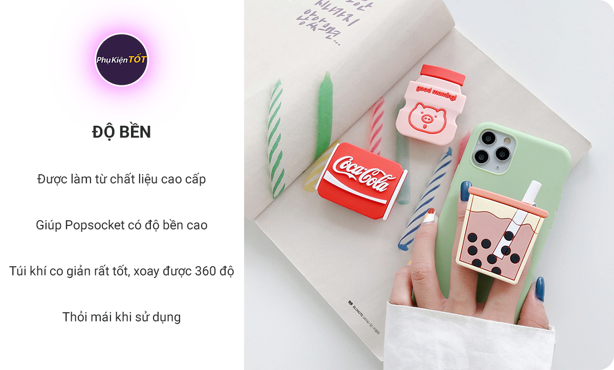 Giá đỡ điện thoại chống lưng Popsocket, hỗ trợ cằm nắm tiện lợi xoay 360 độ hình thú dễ thương - Phù hợp với mọi dòng điện thoại ( Màu Ngẫu Nhiên)