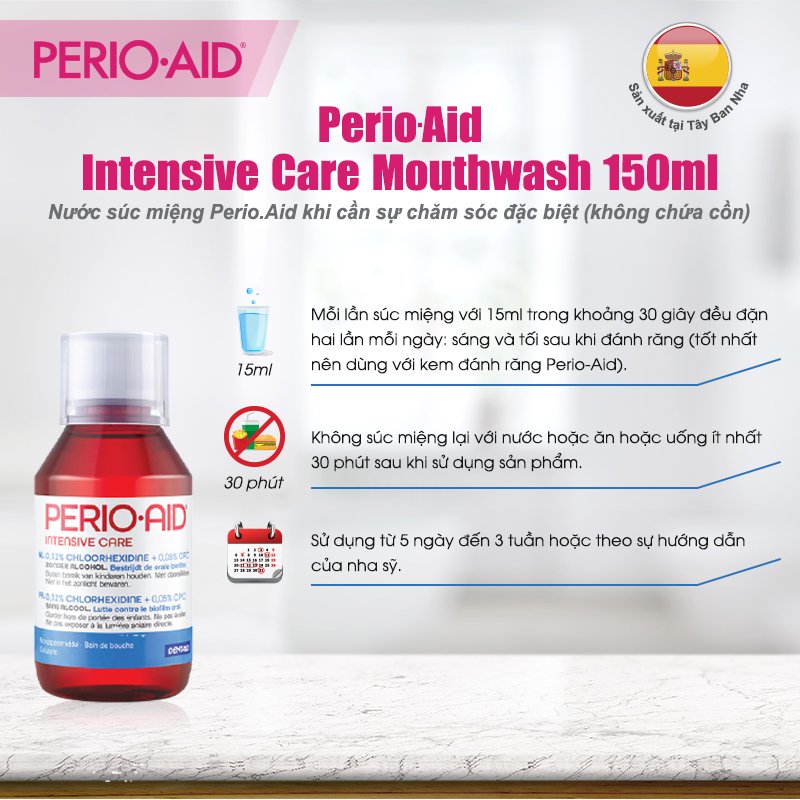 Nước súc miệng ngăn mảng bám, chống viêm Perio.Aid Intensive Care 150ml