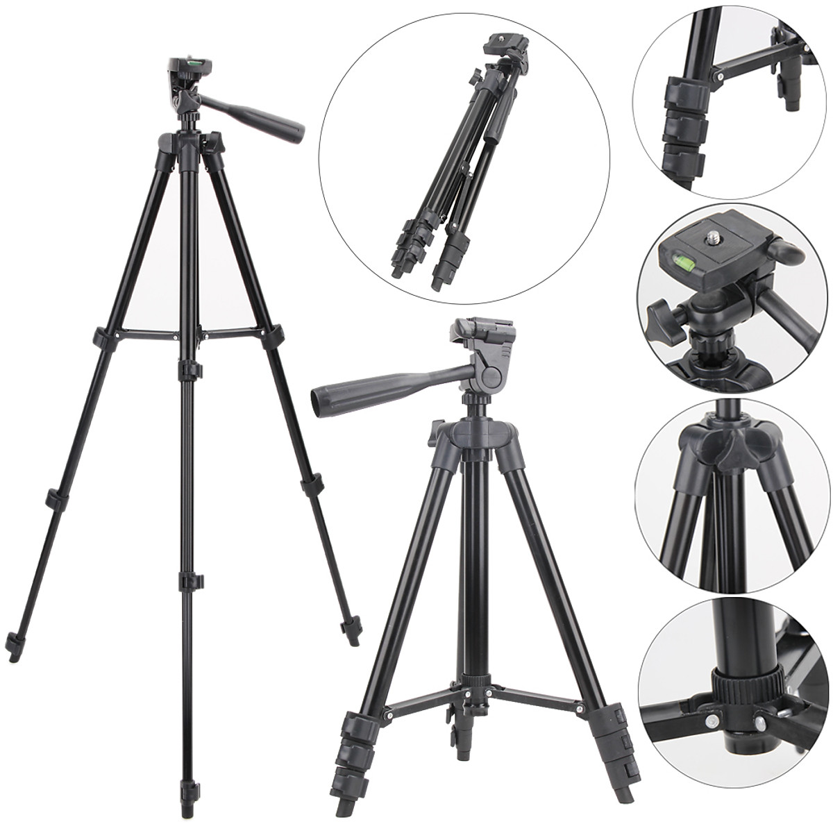 Giá đỡ điện thoại 3 chân Tripod 3120 có thể gấp gọn kèm kẹp điện thoại tặng cáp sạc iphone - hàng nhập khẩu