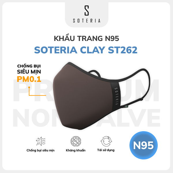 Khẩu trang thời trang Soteria Clay ST262 - N95 lọc 99% bụi mịn 0.1 micro