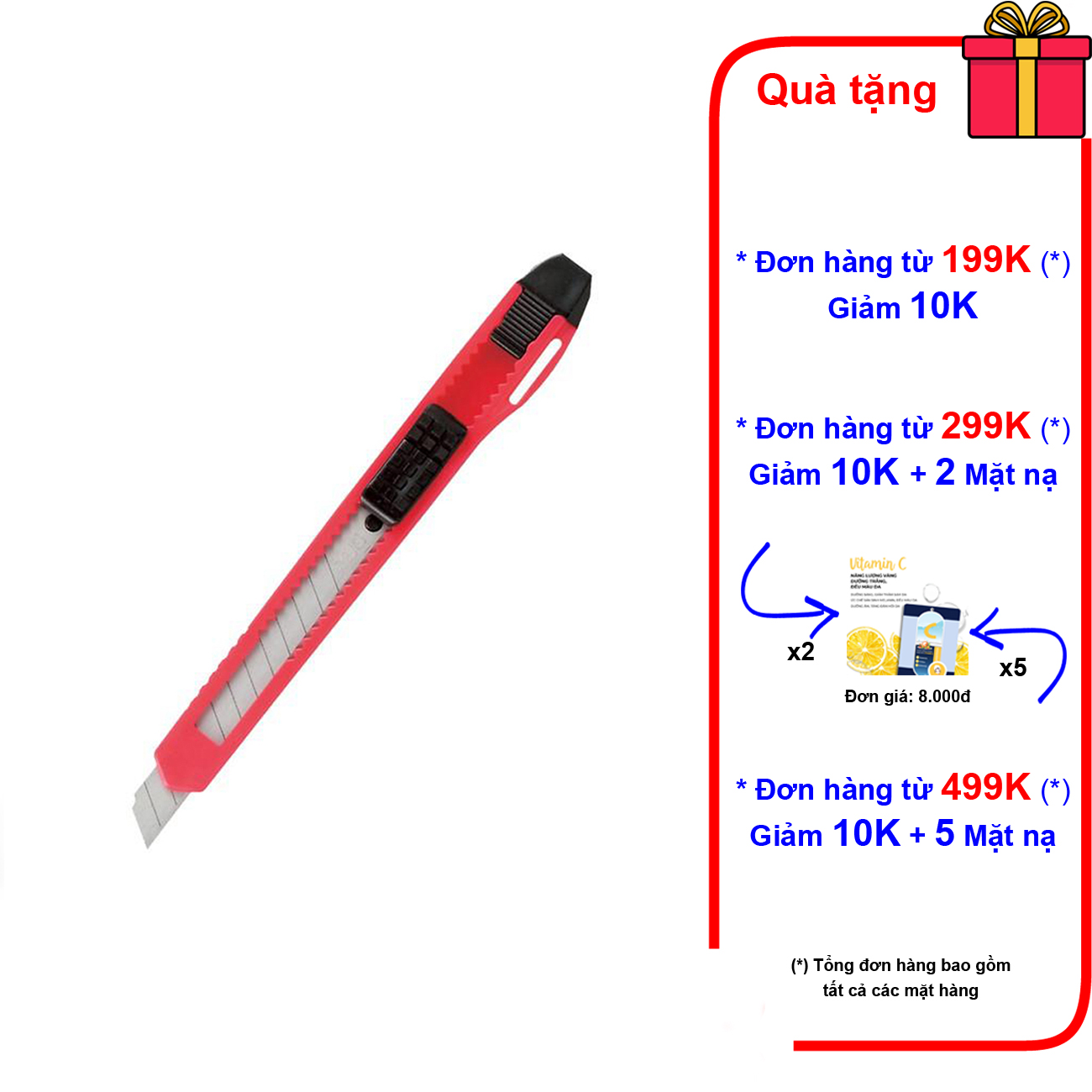 2 cây dao rọc giấy nhỏ, trung, lớn