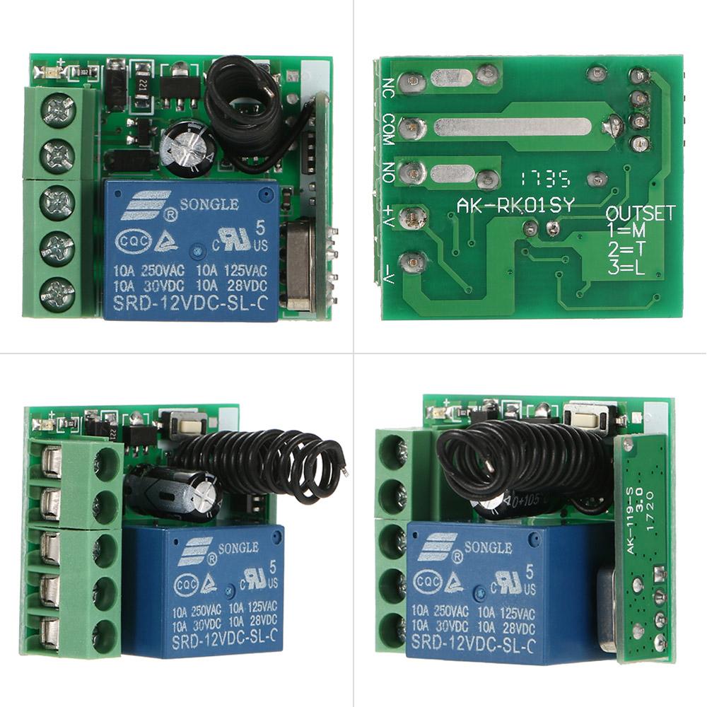 Smart Home 433Mhz DC 12V 1CH Wireless Remote Switch Relay Receiver Transmitter Universal Remote Control Switch Module and RF Transmitter Remote Controls 1527
