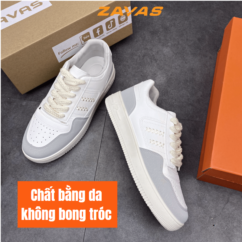 Giày thể thao nam sneaker ZAVAS chính hãng màu trắng đế cao su may êm nhẹ S421