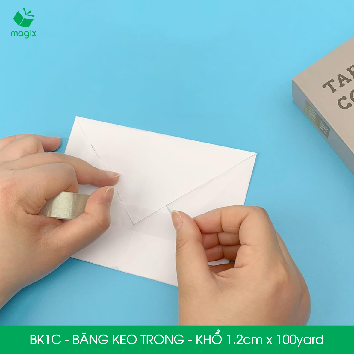 BK1C - Block 12 cuộn băng keo trong khổ 1.2cm x 100yard - Băng dính văn phòng, trường học