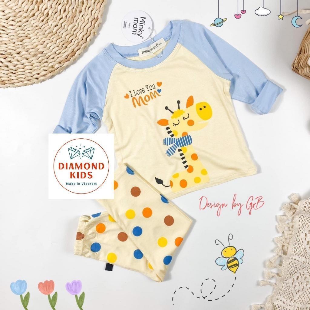 Bộ Quần Áo Dài Tay MINKY MOM Thun Lạnh cho Trẻ Em Bé Trai Bé Gái In Hình Dễ Thương vải mềm mịn thoáng mát TD.10