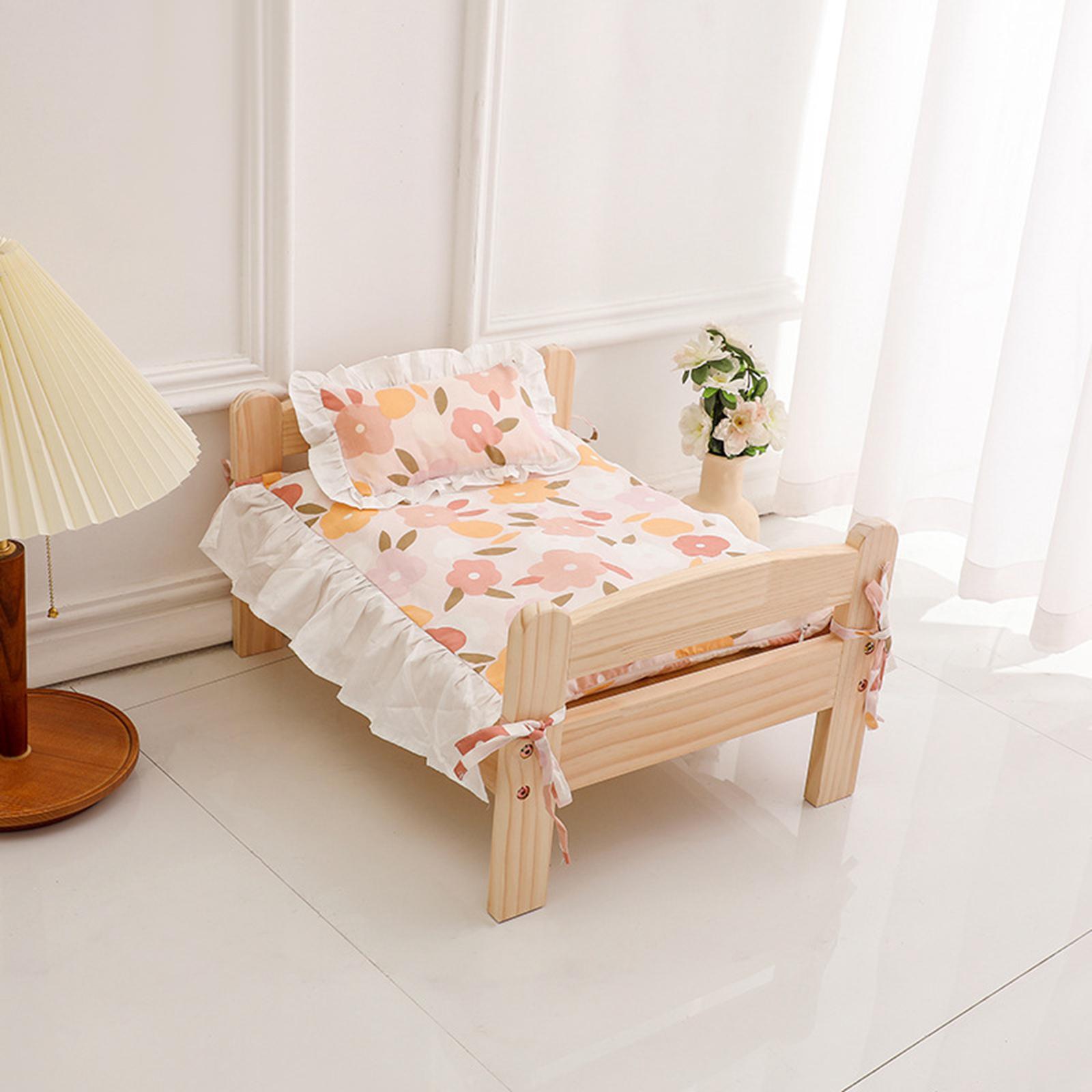 Pet Cat Bed, Small Dog Bed Wooden Kitten House for Indoor Cats and Puppy